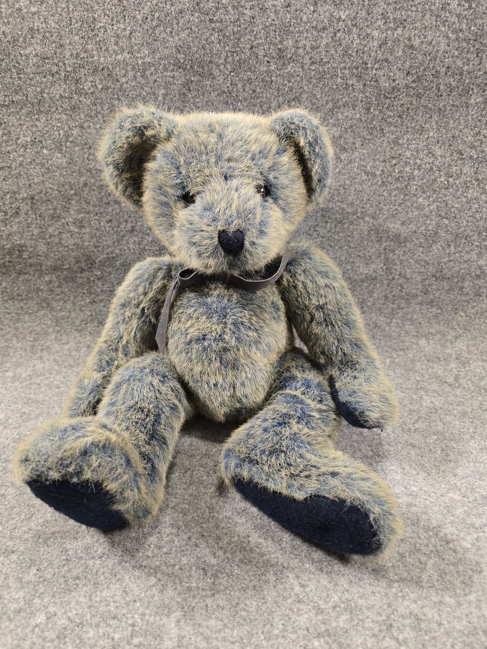 Vintagr Russ Benson Plush Blue-Grey Teddy Bear Plush Toy with Ribbon 18"